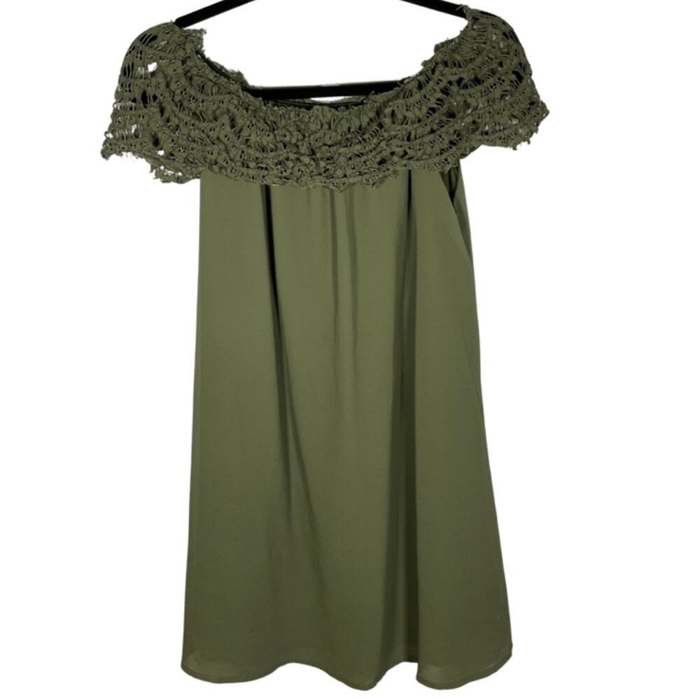 Green Off the Shoulder Dress, M